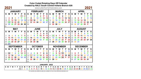 WABASH AVE. . Nalc color coded calendar 2023